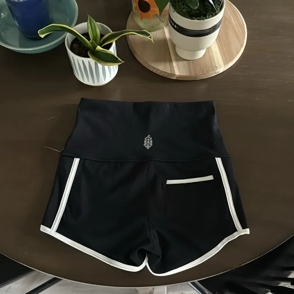 NWOT Free People Island Shorts Ultra High Rise Cheeky Black Pocket Compression